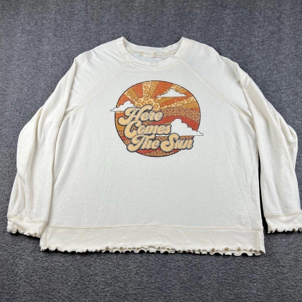 Altar'd State Women's XS Here Comes The Sun Graphic Sweatshirt Cream